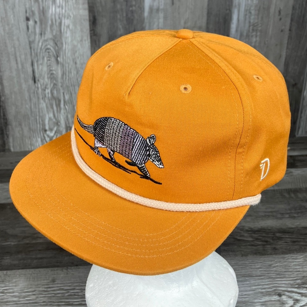 Duck Camp Orange Armadillo Embroidered Rope Hat Snapback Outdoor Cap